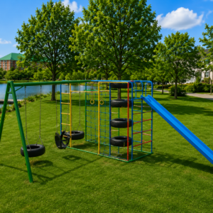 big tyre tunnel jungle gym + 3m steel slide